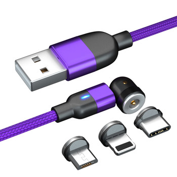 Magnetic Fast Charging Cable 540° Rotating Heads Compatible Charger for IOS & Android Devices [ I Meter - Purple- 2PACK]]