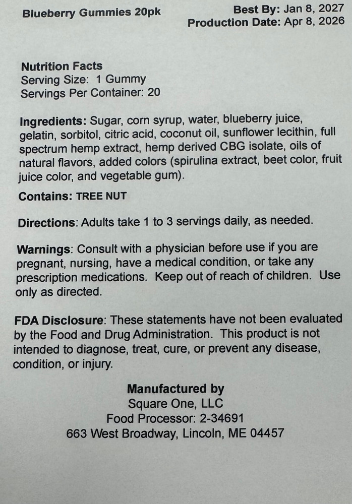 Square One Natural Relief CBD Gummies - 20 pack, 10 MG each