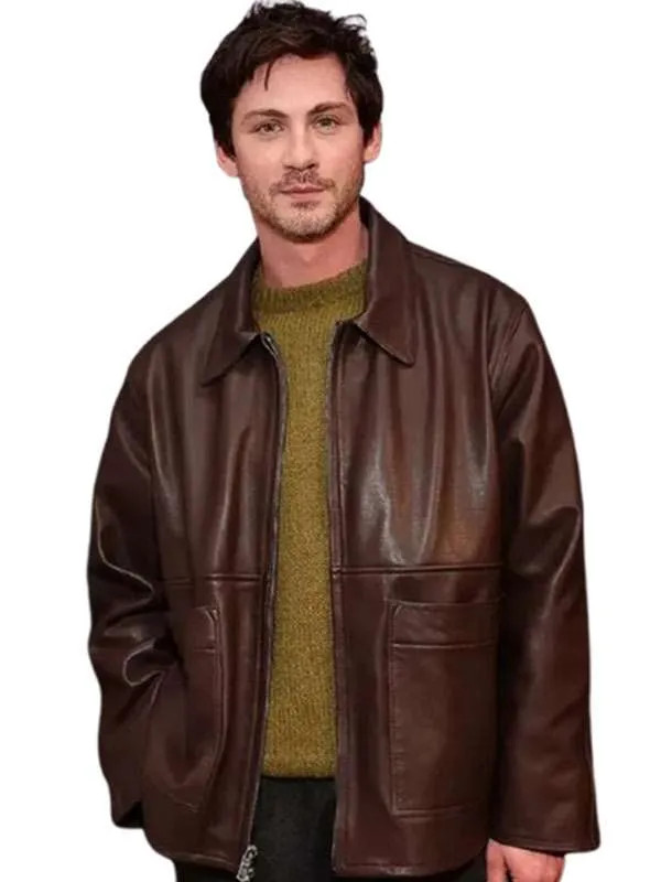 Oh Hi! Logan Lerman Isaac Brown Leather Jacket