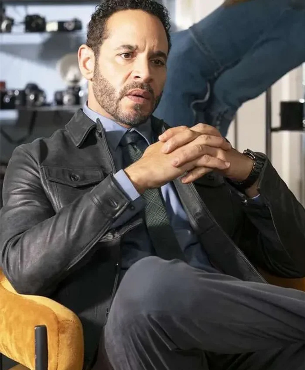 slim fit dress slacks CHANCE-NV Croc-Embossed Leather Jacket for Men
