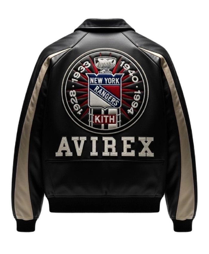 Kith AVIREX x New York Rangers Leather Jacket