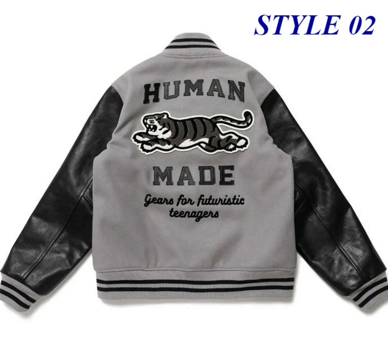 Human Made タイガー レザー スリーブ ベースボール ジャケット Human Made Tiger Varsity Jacket
