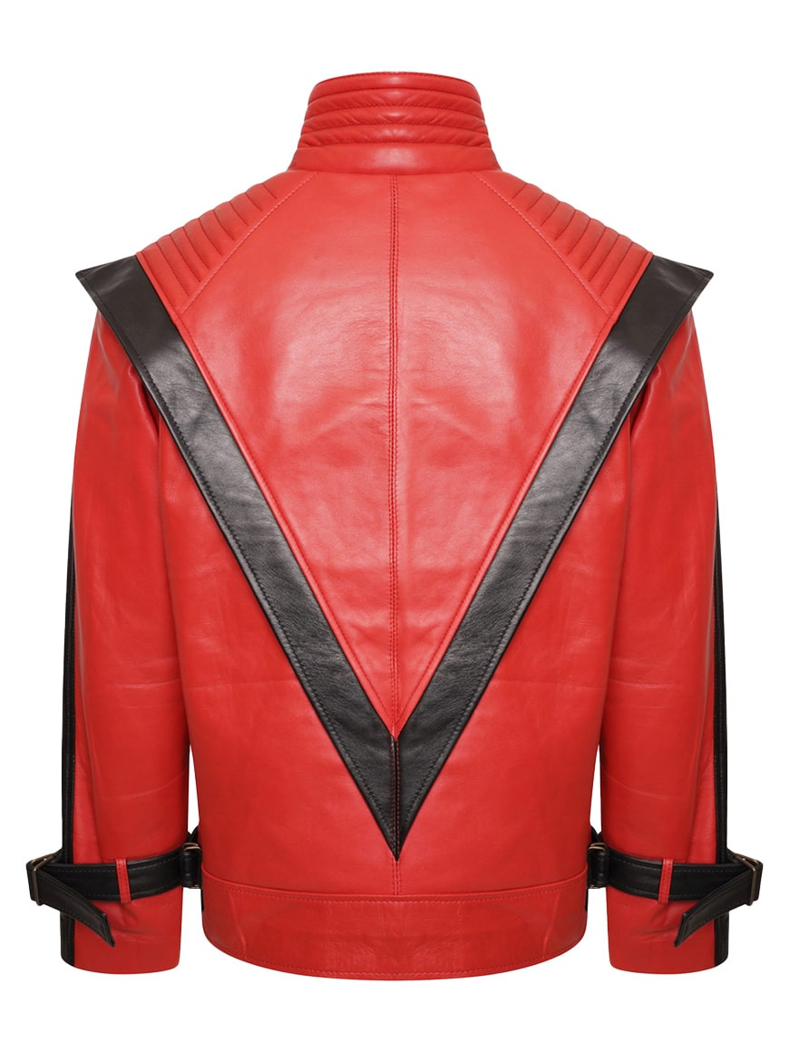 Michael Jackson Red Military Real Leather Jacket