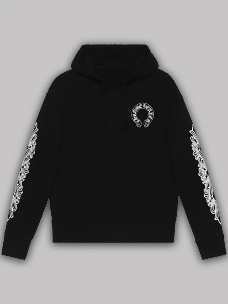 Unisex Chrome Hearts Black Floral Cross Hoodie