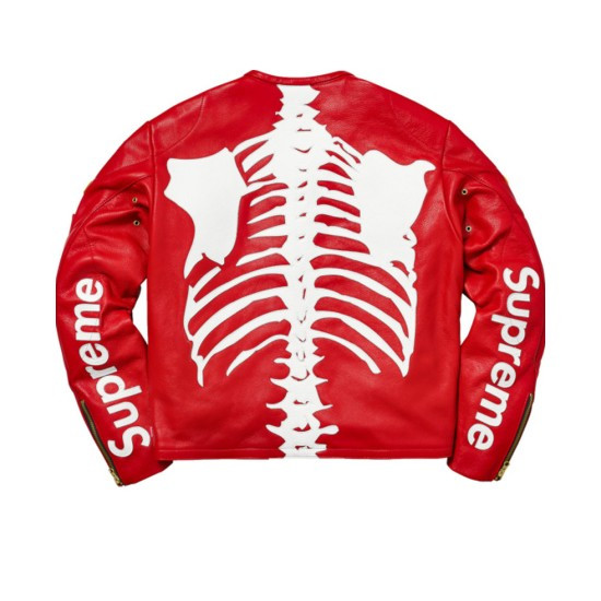 Men's Vanson Skeleton Bones Red Leather Jacket Men's Vanson Skeleton Bones Red Leather Jacket
