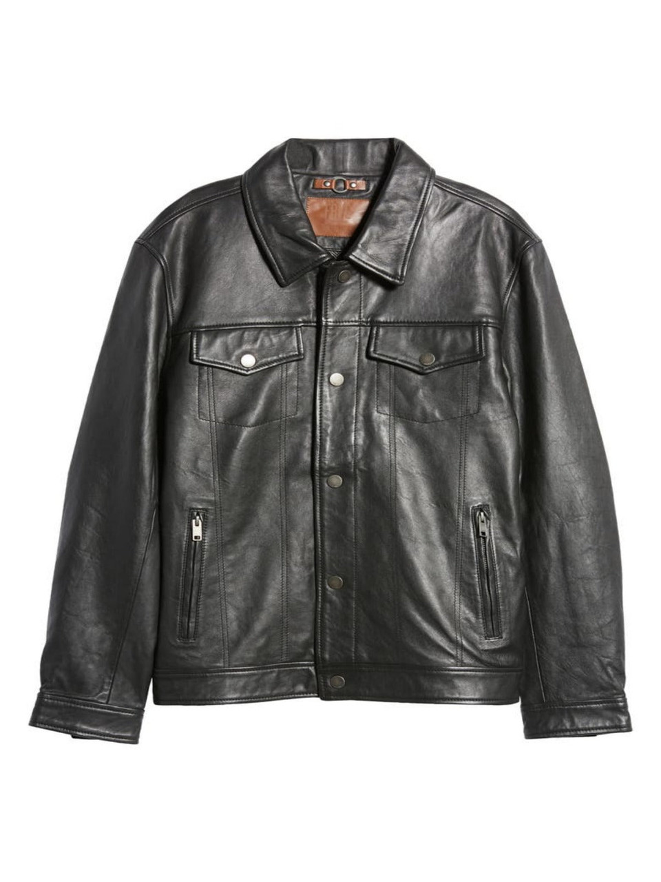 A LEATHER【NEW】TRUCKER JACKET サイズ56 Men's Trucker Leather Jacket Olive Classic Cowhide Leather