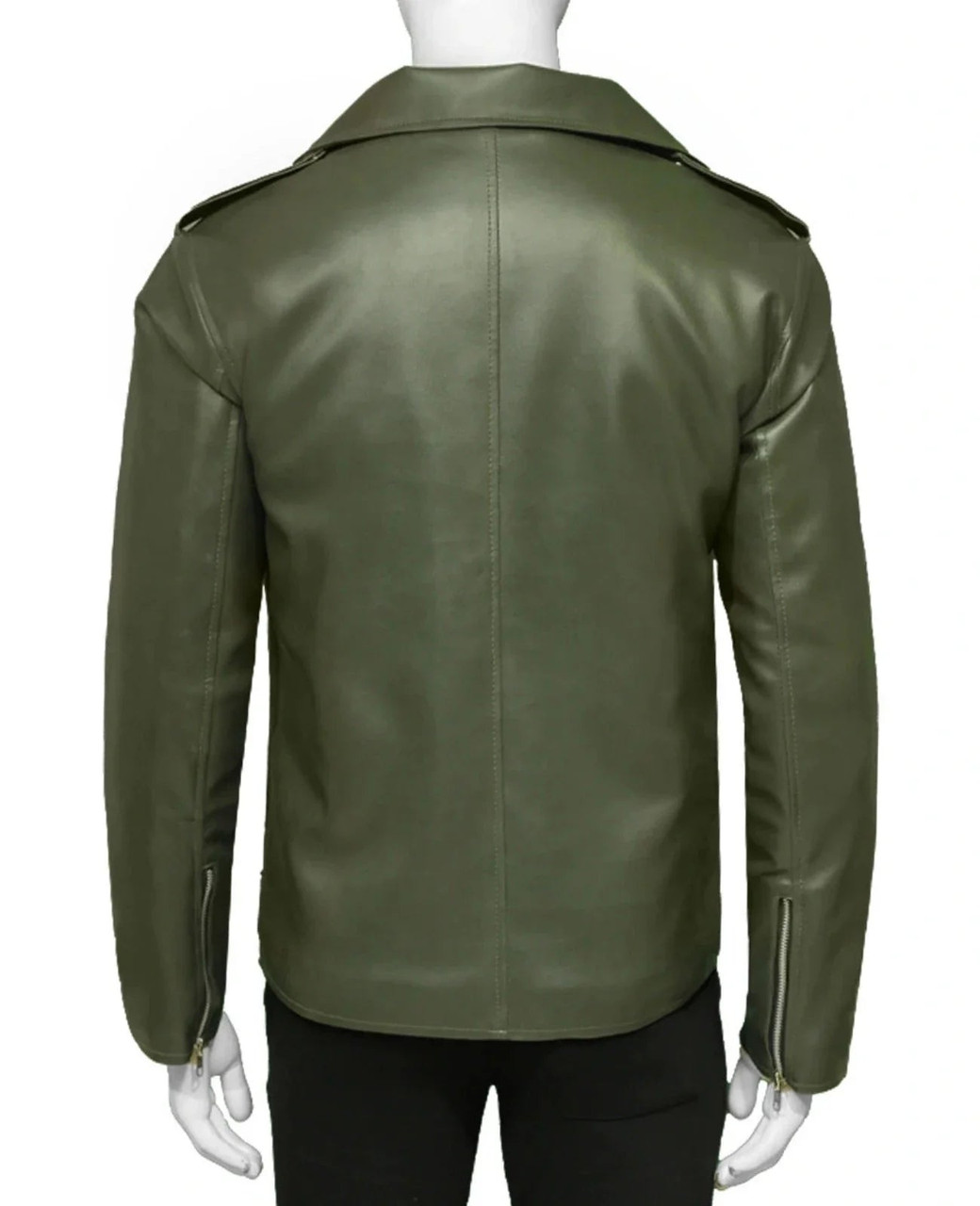 【OHOTORO】レザージャケット/カーキ HELMUT LANG Leather Moto Biker Jacket in Olive Green Medium M