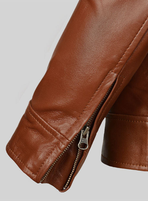 Red Hood Jason Todd Tan Brown Leather Jacket