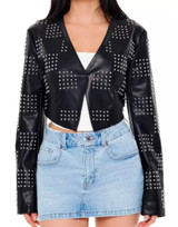 Divorced Sistas Studded Checkered Black Real Leather Jacket Divorced Sistas Studded Checkered Black Real Leather Jacket