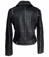Womens Distressed Designer Black Leather Jacket