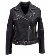 Womens Distressed Designer Black Leather Jacket Womens Distressed Designer Black Leather Jacket