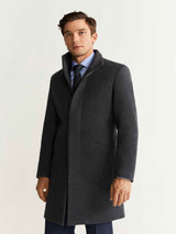 Men Smoke Grey Wool Trench