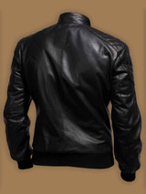 Men Pure Black Biker College Jacket