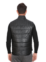 Men Black Real Leather Vest