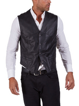 Men Black lambskin leather Vest Men Black lambskin leather Vest