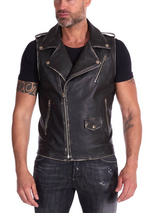 Men Asymmetrical Black Jacket Vest