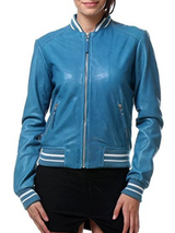 Stylish Womens genuine leather Blue Bomber Jacket Stylish Womens genuine leather Blue Bomber Jacket