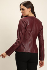 Blazer Cut Dark Brown Leather Jacket For Women