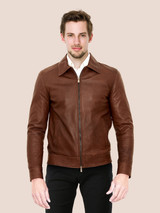 Dark Brown Classic Leather Jacket For Men
