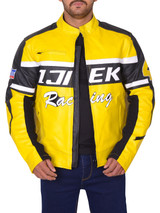 Black & Yellow Biker Real Leather Jacket Black & Yellow Biker Real Leather Jacket