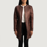 Trudy Lane Quilted Maroon Leather Coat