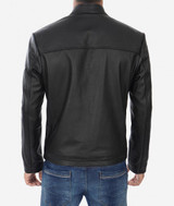 Mens Black Snap Button Collar Jacket