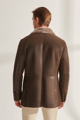 Mens Luxurious Brown Shearling Leather Coat