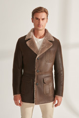 Mens Luxurious Brown Shearling Leather Coat Mens Luxurious Brown Shearling Leather Coat