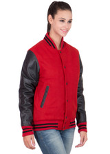 Womens Exclusive Red and Black Varsity Jacket