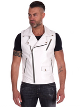 White Genuine Leather Vest For Men White Genuine Leather Vest For Men
