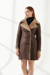Womens Soft Brown Shearling Leather Coat Womens Soft Brown Shearling Leather Coat