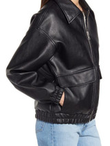 Black Bomber And Biker Leather Jacket For Women