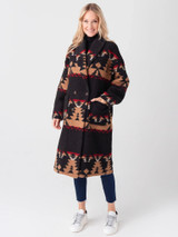 Yellowstone S05 Kelly Reilly Black Printed Wool Coat