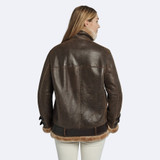 Women's Oversized Brown Shearling Leather Jacket