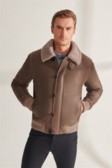 Men's Dark Brown Shearling Leather Jacket
