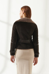 Women's Choco Brown Shearling Leather Jacket
