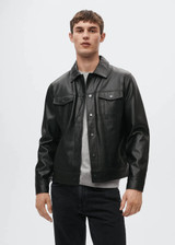 Men's Charcoal Black Biker Leather Jacket Men's Charcoal Black Biker Leather Jacket