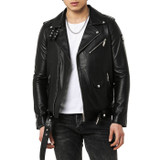 Men's Deep Black Biker Leather Jacket Men's Deep Black Biker Leather Jacket