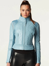 Women's Baby Blue Biker Leather Jacket Women's Baby Blue Biker Leather Jacket