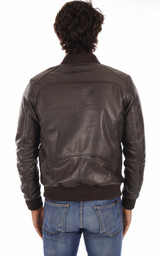 Men's Dark Brown Vintage Bomber Leather Jacket