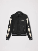 Men's Deep Black Bone Design Varsity Jacket