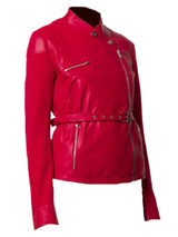Women’s Fashion Red Leather Jacket