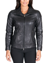 Women’s Casual Leather Black Biker Jacket