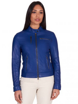 Women Navy Blue Leather Biker Jacket Women Navy Blue Leather Biker Jacket