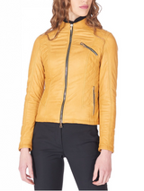 Womens Yellow Leather Biker Jacket