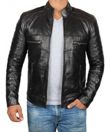 Men's Black Cafe Racer Motorcycle Leather Jacket Men's Black Cafe Racer Motorcycle Leather Jacket