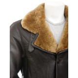 Men's Dark Brown Shearling Leather Coat