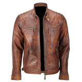Men's Brown Vintage Distressed Biker Leather Jacket Men's Brown Vintage Distressed Biker Leather Jacket