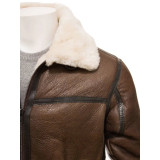 Men's Stylish Brown Leather Shearling Jacket