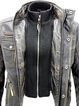 Men Black Vintage Brando Leather Moto Jacket